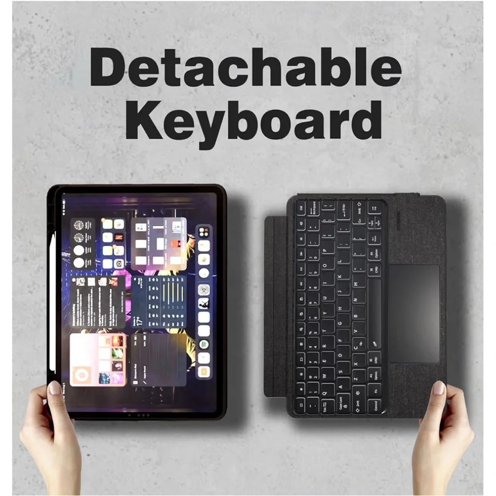 Keyboard Folio for iPad Pro 11-inch (M4) 2024 Case Detachable 7 Color Backlight